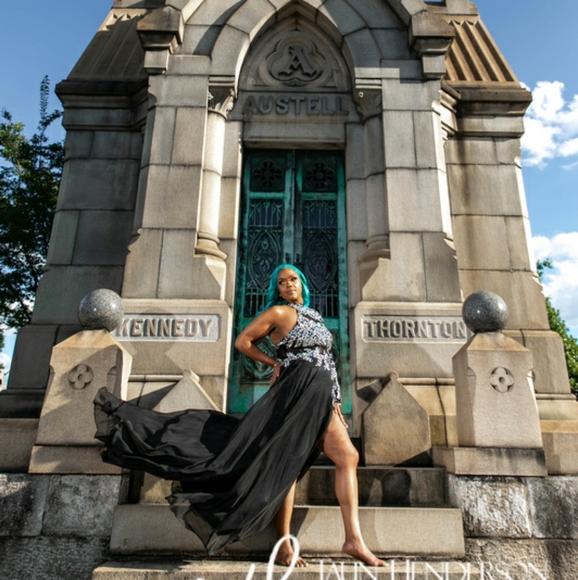 Beautiful Encrusted One Sleeved Evening Gown - Picture 7 of 8